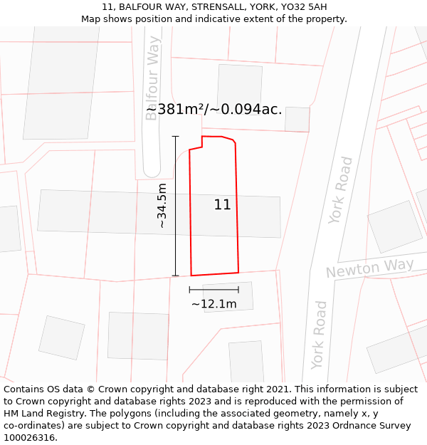 11, BALFOUR WAY, STRENSALL, YORK, YO32 5AH: Plot and title map