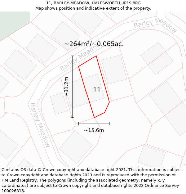 11, BARLEY MEADOW, HALESWORTH, IP19 8PG: Plot and title map