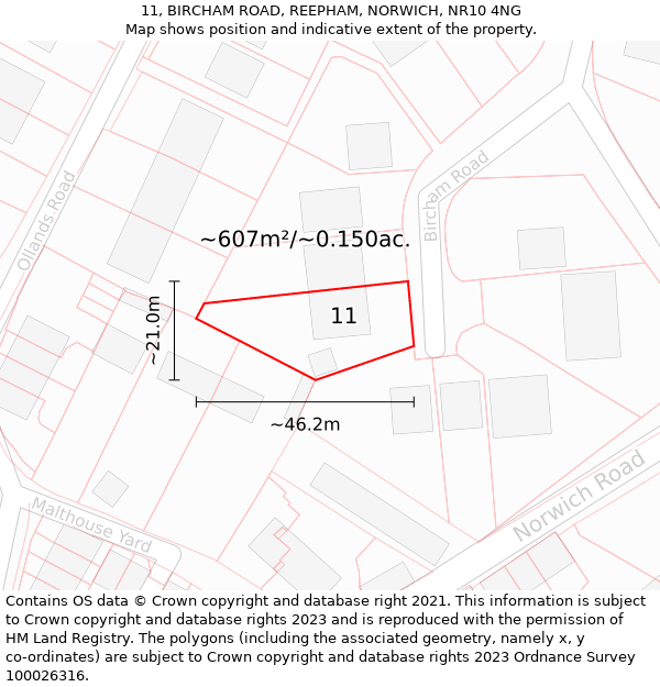 11, BIRCHAM ROAD, REEPHAM, NORWICH, NR10 4NG: Plot and title map