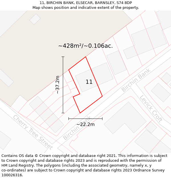 11, BIRCHIN BANK, ELSECAR, BARNSLEY, S74 8DP: Plot and title map