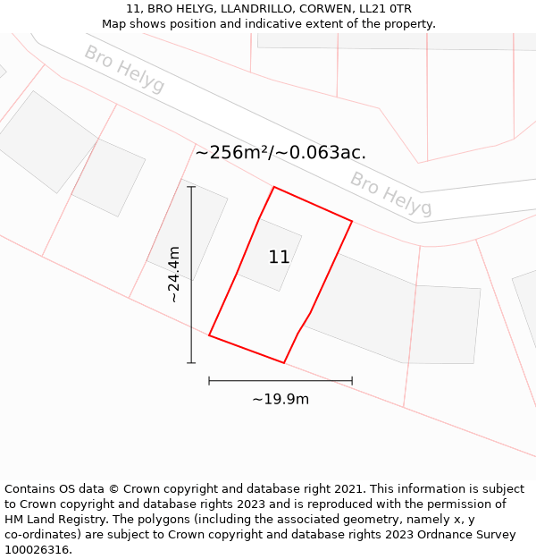 11, BRO HELYG, LLANDRILLO, CORWEN, LL21 0TR: Plot and title map