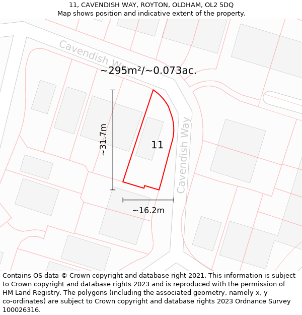 11, CAVENDISH WAY, ROYTON, OLDHAM, OL2 5DQ: Plot and title map