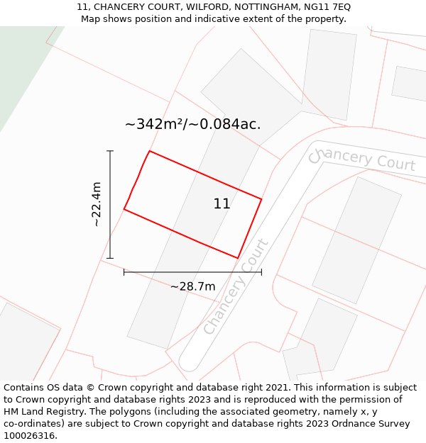 11, CHANCERY COURT, WILFORD, NOTTINGHAM, NG11 7EQ: Plot and title map