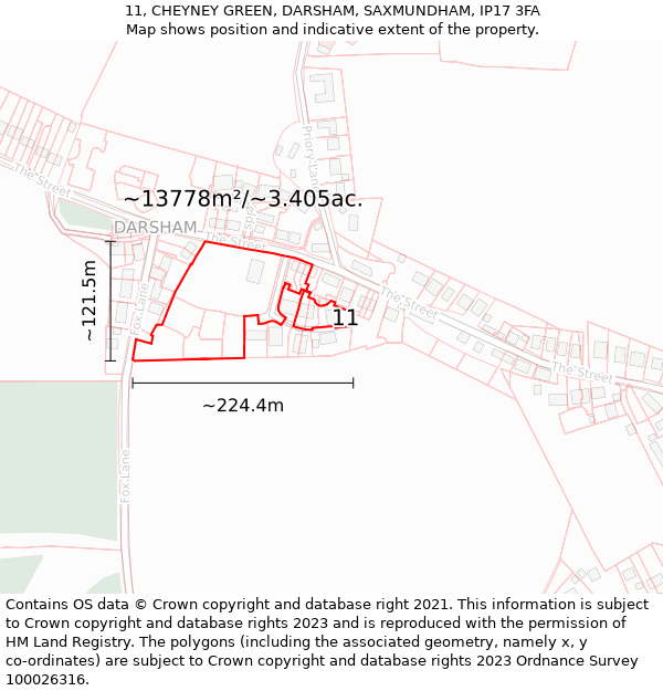 11, CHEYNEY GREEN, DARSHAM, SAXMUNDHAM, IP17 3FA: Plot and title map