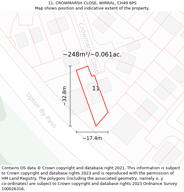 11, CROWMARSH CLOSE, WIRRAL, CH49 6PS: Plot and title map