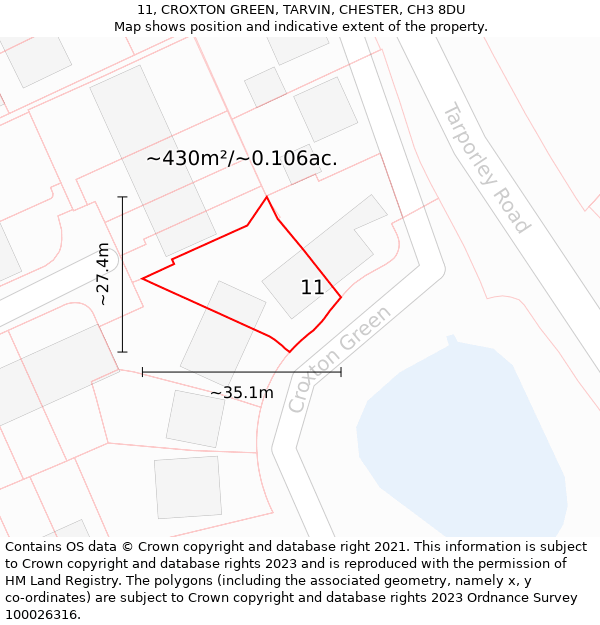 11, CROXTON GREEN, TARVIN, CHESTER, CH3 8DU: Plot and title map