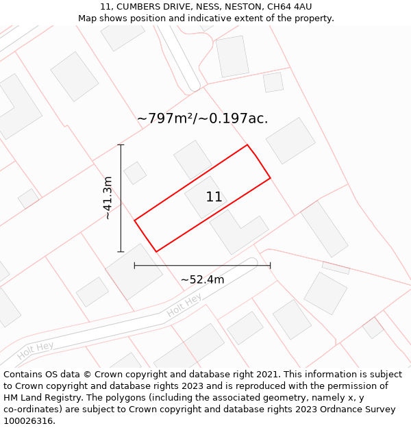 11, CUMBERS DRIVE, NESS, NESTON, CH64 4AU: Plot and title map