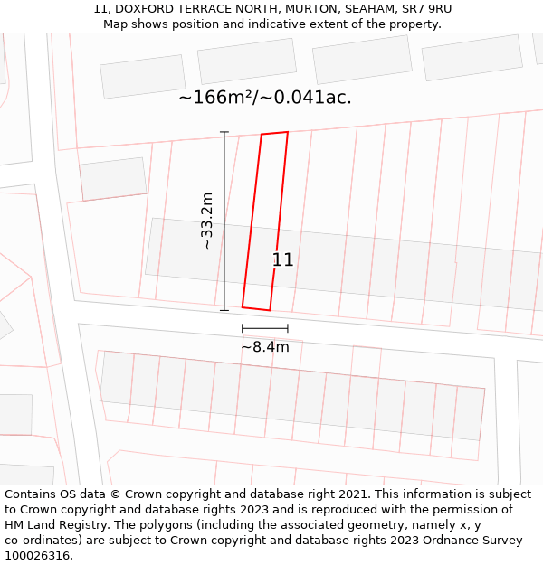 11, DOXFORD TERRACE NORTH, MURTON, SEAHAM, SR7 9RU: Plot and title map