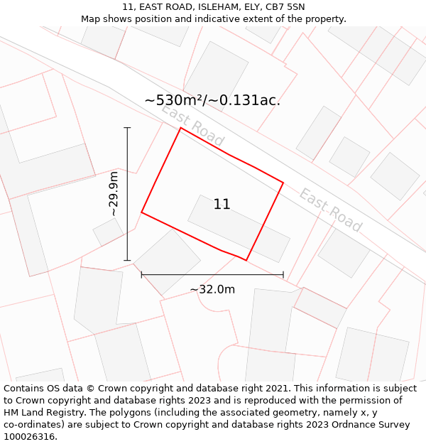 11, EAST ROAD, ISLEHAM, ELY, CB7 5SN: Plot and title map