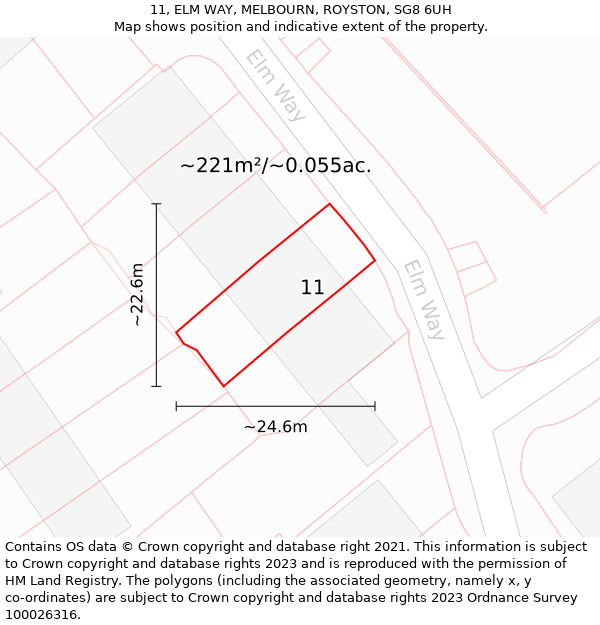 11, ELM WAY, MELBOURN, ROYSTON, SG8 6UH: Plot and title map