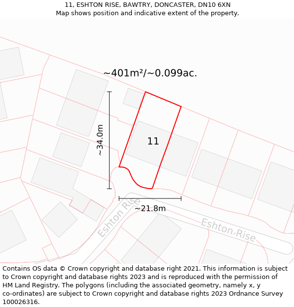 11, ESHTON RISE, BAWTRY, DONCASTER, DN10 6XN: Plot and title map