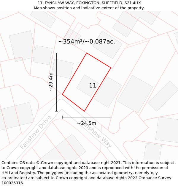 11, FANSHAW WAY, ECKINGTON, SHEFFIELD, S21 4HX: Plot and title map