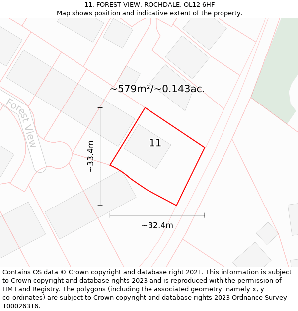 11, FOREST VIEW, ROCHDALE, OL12 6HF: Plot and title map