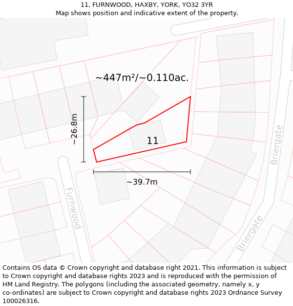 11, FURNWOOD, HAXBY, YORK, YO32 3YR: Plot and title map