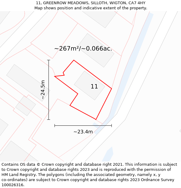 11, GREENROW MEADOWS, SILLOTH, WIGTON, CA7 4HY: Plot and title map