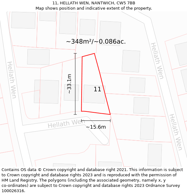 11, HELLATH WEN, NANTWICH, CW5 7BB: Plot and title map