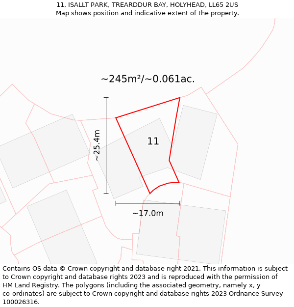 11, ISALLT PARK, TREARDDUR BAY, HOLYHEAD, LL65 2US: Plot and title map