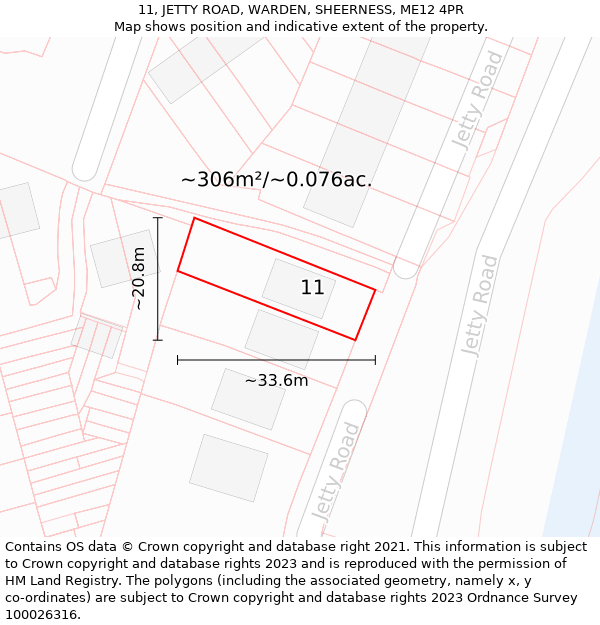 11, JETTY ROAD, WARDEN, SHEERNESS, ME12 4PR: Plot and title map