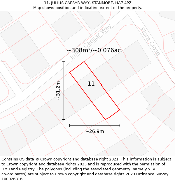 11, JULIUS CAESAR WAY, STANMORE, HA7 4PZ: Plot and title map