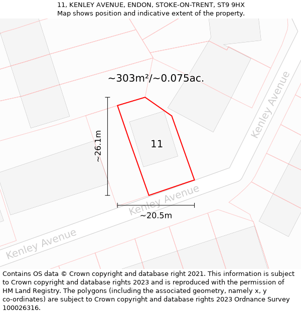 11, KENLEY AVENUE, ENDON, STOKE-ON-TRENT, ST9 9HX: Plot and title map