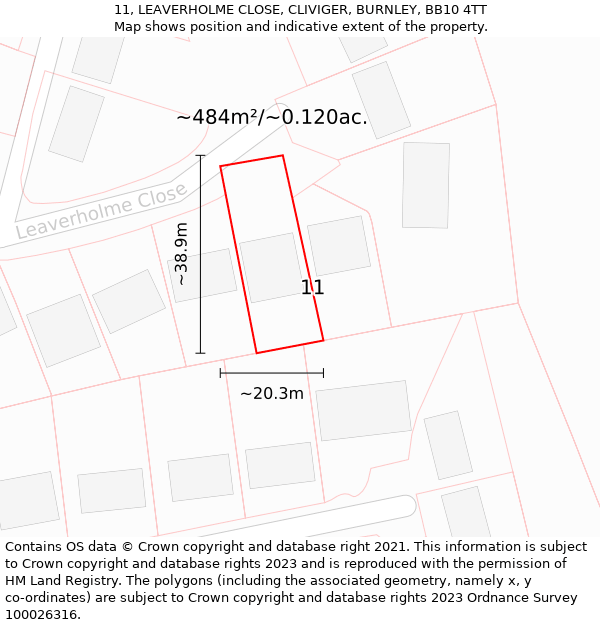 11, LEAVERHOLME CLOSE, CLIVIGER, BURNLEY, BB10 4TT: Plot and title map