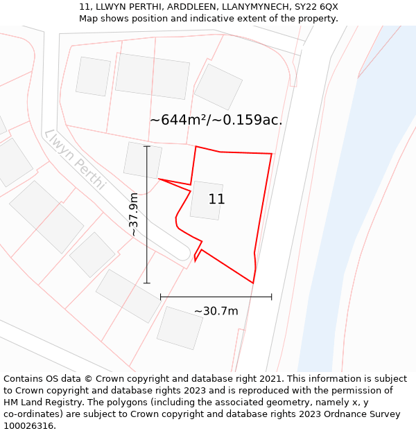 11, LLWYN PERTHI, ARDDLEEN, LLANYMYNECH, SY22 6QX: Plot and title map