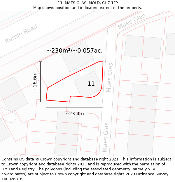 11, MAES GLAS, MOLD, CH7 1FP: Plot and title map