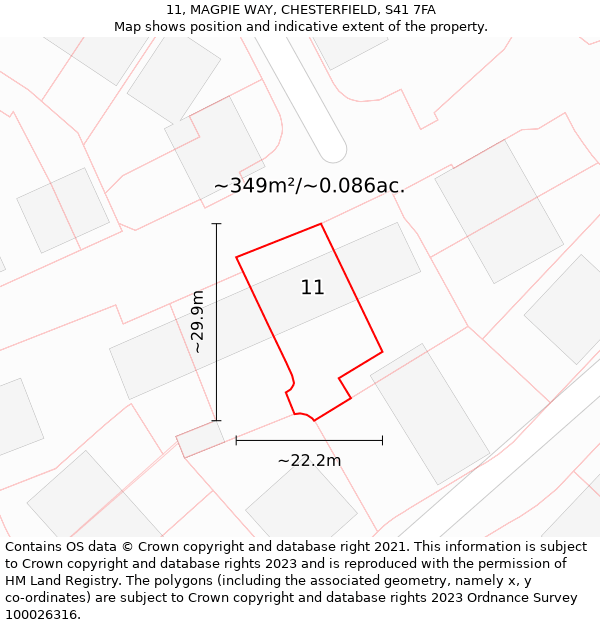 11, MAGPIE WAY, CHESTERFIELD, S41 7FA: Plot and title map