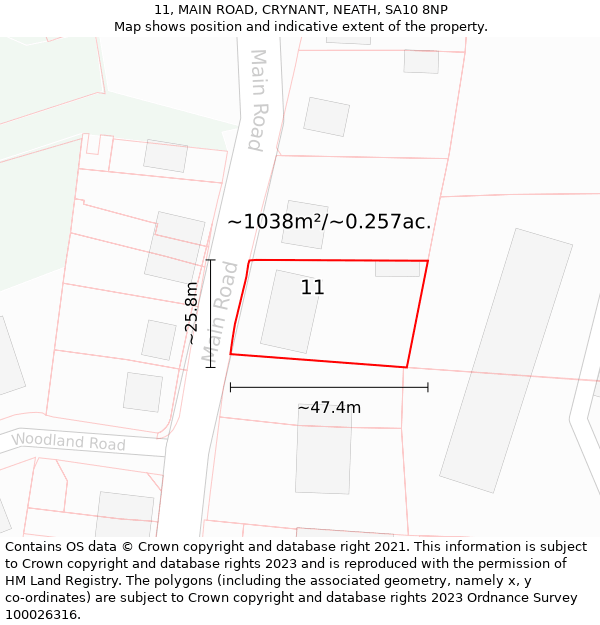 11, MAIN ROAD, CRYNANT, NEATH, SA10 8NP: Plot and title map