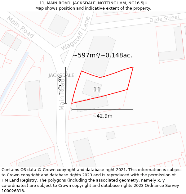 11, MAIN ROAD, JACKSDALE, NOTTINGHAM, NG16 5JU: Plot and title map