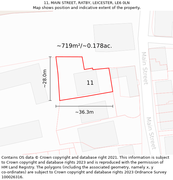 11, MAIN STREET, RATBY, LEICESTER, LE6 0LN: Plot and title map