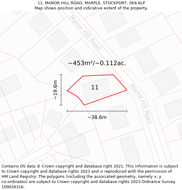 11, MANOR HILL ROAD, MARPLE, STOCKPORT, SK6 6LP: Plot and title map