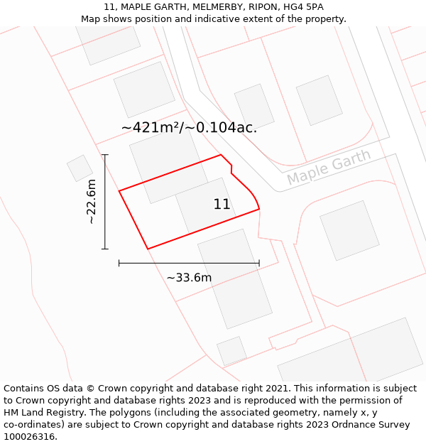 11, MAPLE GARTH, MELMERBY, RIPON, HG4 5PA: Plot and title map