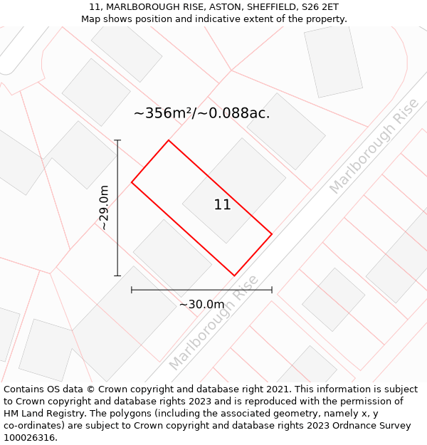 11, MARLBOROUGH RISE, ASTON, SHEFFIELD, S26 2ET: Plot and title map