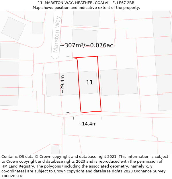 11, MARSTON WAY, HEATHER, COALVILLE, LE67 2RR: Plot and title map