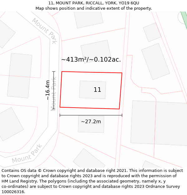 11, MOUNT PARK, RICCALL, YORK, YO19 6QU: Plot and title map