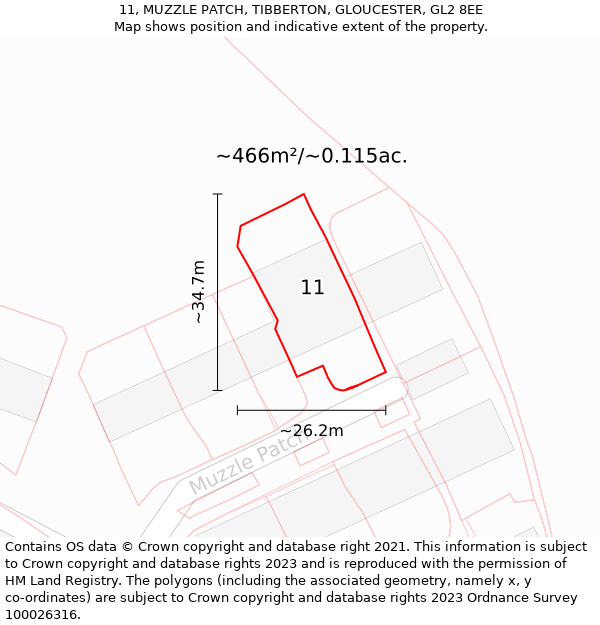 11, MUZZLE PATCH, TIBBERTON, GLOUCESTER, GL2 8EE: Plot and title map