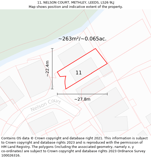 11, NELSON COURT, METHLEY, LEEDS, LS26 9LJ: Plot and title map