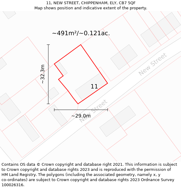 11, NEW STREET, CHIPPENHAM, ELY, CB7 5QF: Plot and title map