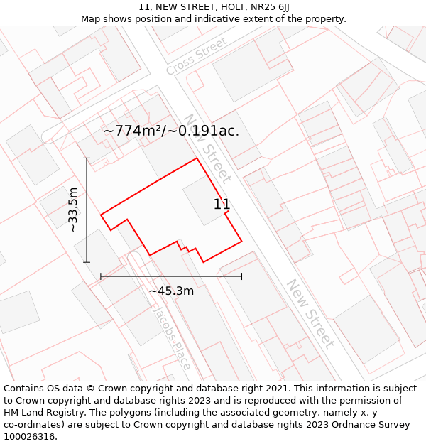 11, NEW STREET, HOLT, NR25 6JJ: Plot and title map