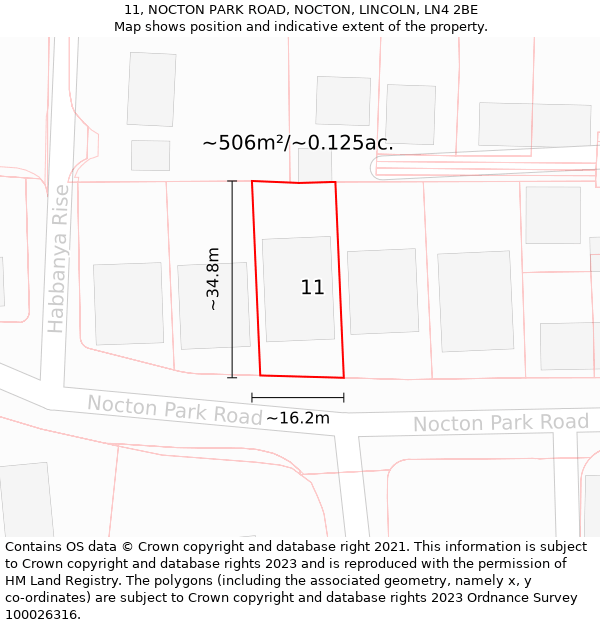 11, NOCTON PARK ROAD, NOCTON, LINCOLN, LN4 2BE: Plot and title map