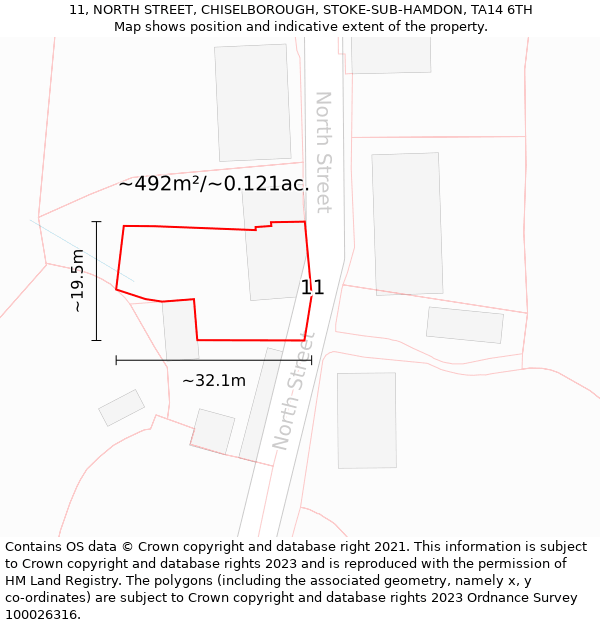 11, NORTH STREET, CHISELBOROUGH, STOKE-SUB-HAMDON, TA14 6TH: Plot and title map