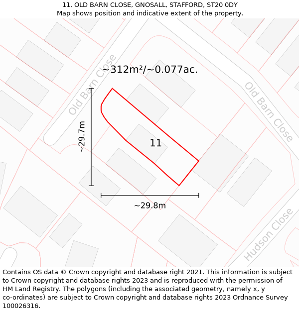 11, OLD BARN CLOSE, GNOSALL, STAFFORD, ST20 0DY: Plot and title map