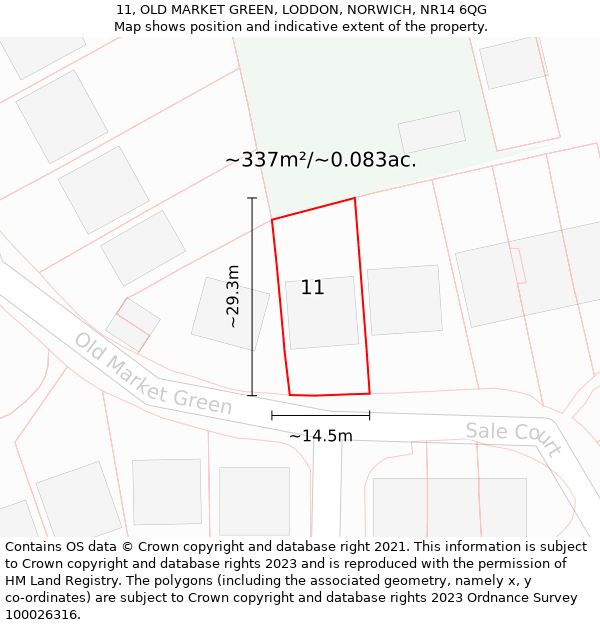 11, OLD MARKET GREEN, LODDON, NORWICH, NR14 6QG: Plot and title map