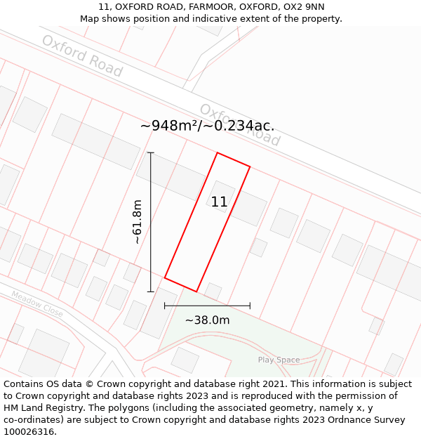 11, OXFORD ROAD, FARMOOR, OXFORD, OX2 9NN: Plot and title map