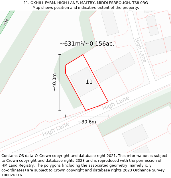 11, OXHILL FARM, HIGH LANE, MALTBY, MIDDLESBROUGH, TS8 0BG: Plot and title map