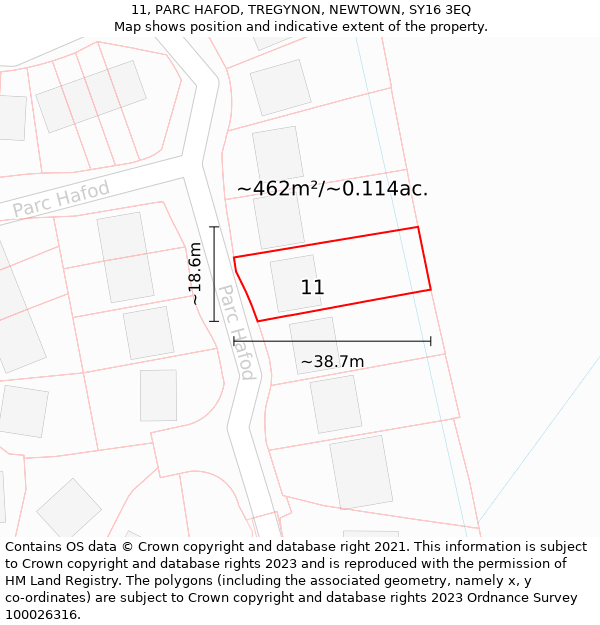 11, PARC HAFOD, TREGYNON, NEWTOWN, SY16 3EQ: Plot and title map