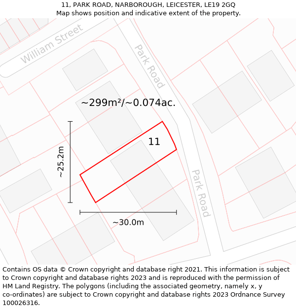 11, PARK ROAD, NARBOROUGH, LEICESTER, LE19 2GQ: Plot and title map
