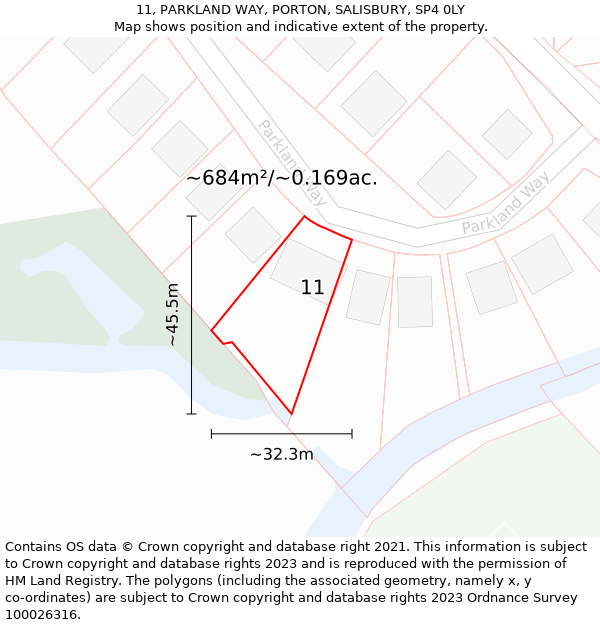 11, PARKLAND WAY, PORTON, SALISBURY, SP4 0LY: Plot and title map