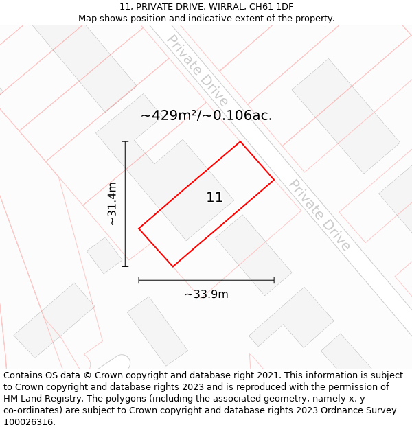 11, PRIVATE DRIVE, WIRRAL, CH61 1DF: Plot and title map